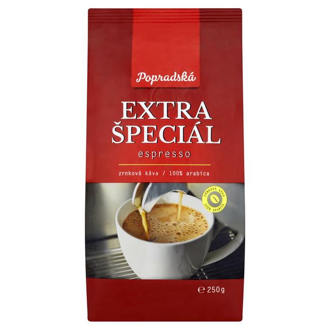 Popradská Extra Špeciál Espresso zrnková káva 250 g - Klas