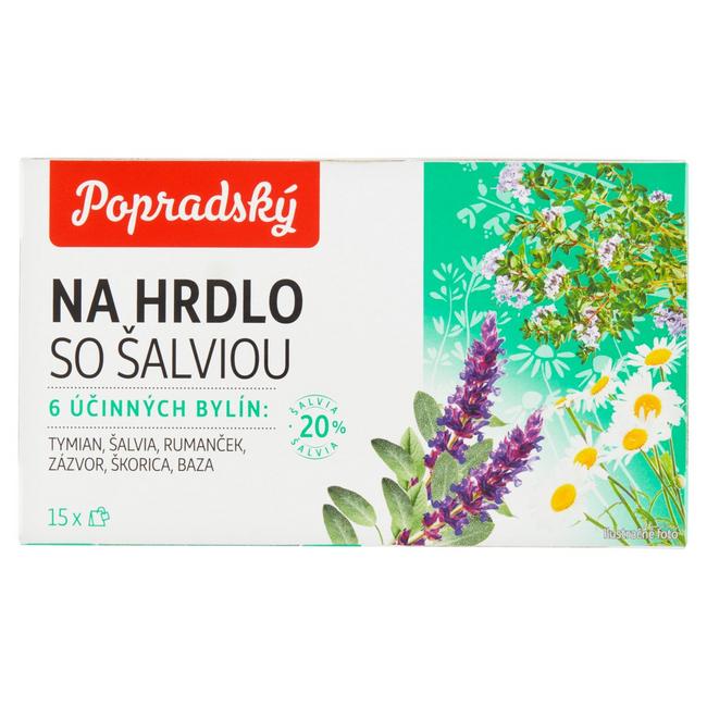 Popradský čaj bylinný na hrdlo so šalviou 15 x 1,5 g - Klas