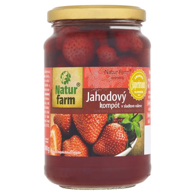 Natur Farm Kompót jahodový v sladkom náleve 340 g/ pevný podiel 120g - Klas