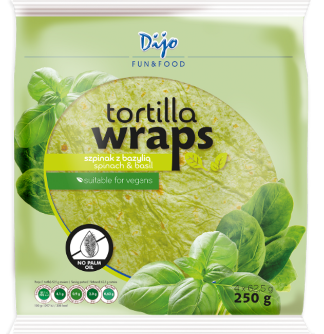 Dijo Tortilla špenátovo - bazalková 250 g (4 x 62,5 g) - Klas