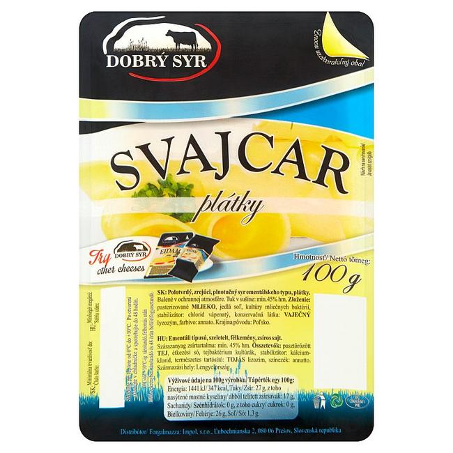 Dobrý Syr Svajcar syr ementálskeho typu plátky 100 g - Klas
