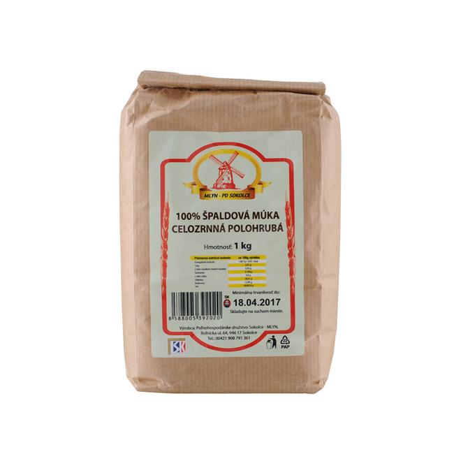 Mlyn-PD Sokolce 100% Špaldová múka celozrnná polohrubá 1kg - Klas