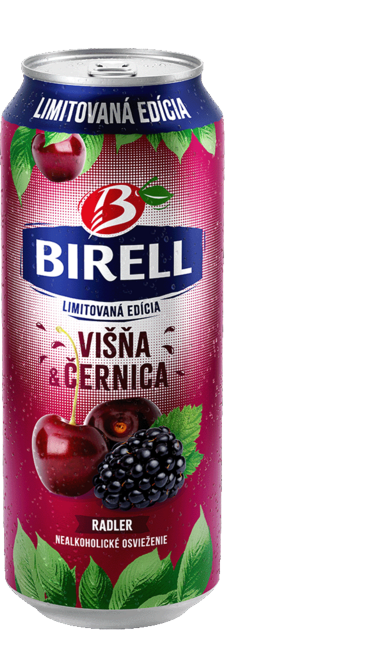 Birell 0.0% višňa&černica miešaný nealkoholický nápoj 500 ml plechovka - Klas