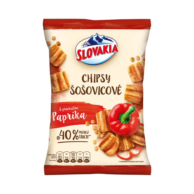 Slovakia šošovicové chipsy s príchuťou papriky 65 g - Klas