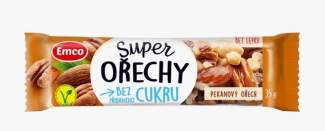 Emco SUPER Tyčinka orechy pekanový orech bez cukru 35g - Klas
