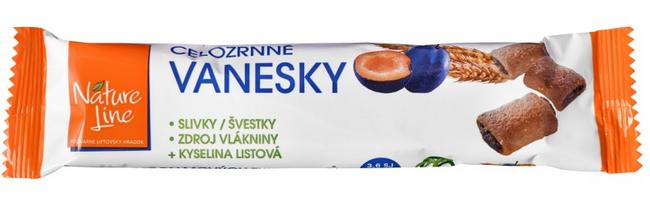 Nature Line Celozrnné vanesky so slivkami a fruktózou 65 g - Klas