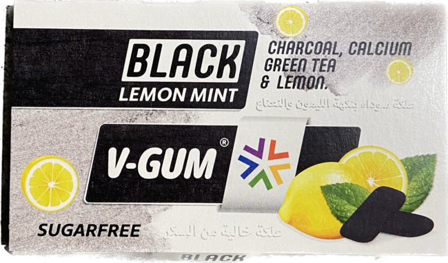 V-GUM Black žuvačky bez cukru s citrónovou a mentolovou príchuťou 17g - Klas