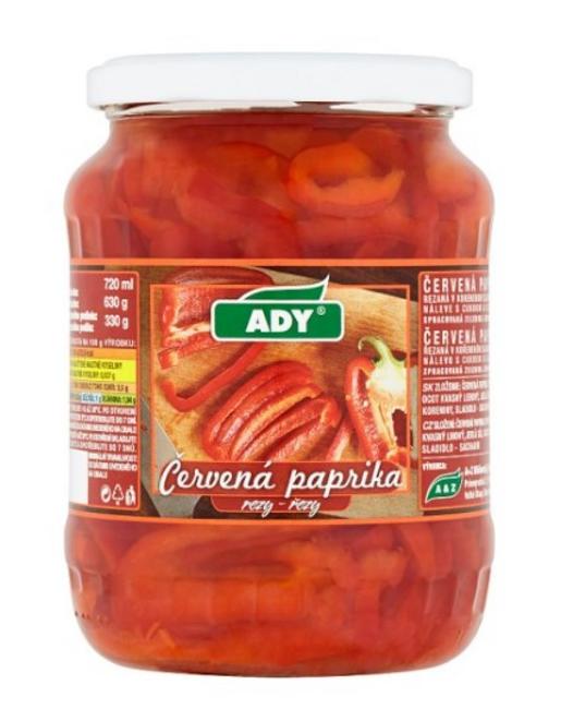 Ady červená paprika rezaná sterilizovaná 330 g /PP 170 g/ - Klas