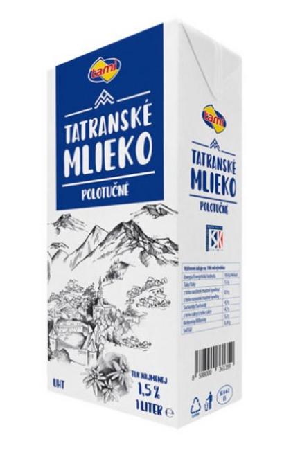Tami Tatranské polotučné trvanlivé mlieko 1.5%  1 l - Klas