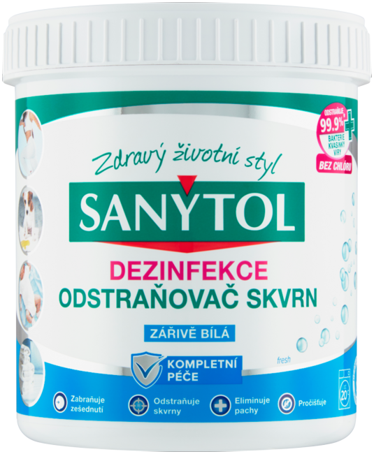 Sanytol dezinfekcia odstraňovač škvŕn na biele prádlo 450 g - Klas