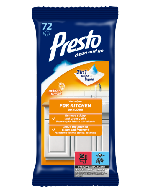 Presto Vlhčené obrúsky na kuchyňu 72 ks - Klas