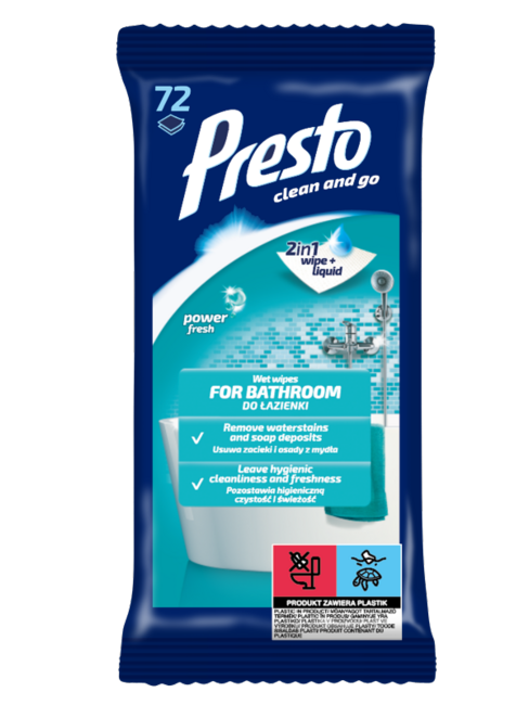 Presto Vlhčené obrúsky na kúpelňu 72 ks - Klas