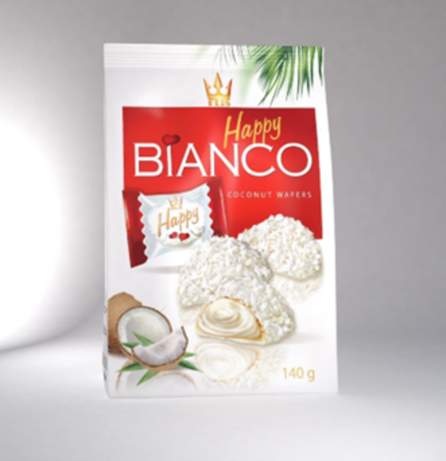 Happy Bianco oblátky s kokosovým krémom a kokosom 140g - Klas