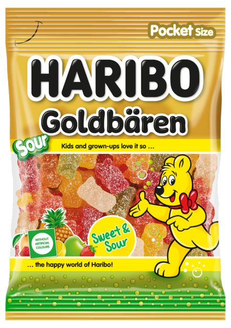 Haribo Goldenbear sour želé s ovocnými príchuťami kyslé 80 g - Klas