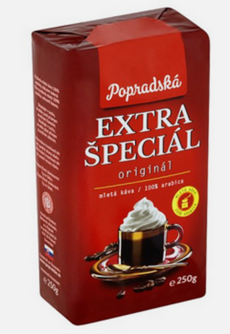 Popradská Extra Špeciál pražená mletá káva 250 g - Klas