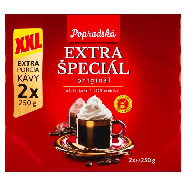 Popradská Extra špeciál pražená mletá káva 2x250 g - Klas