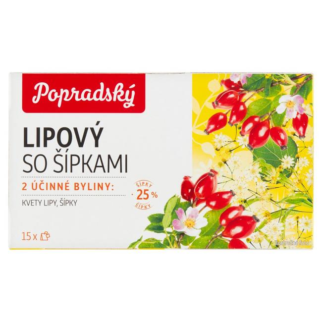 Popradský čaj bylinný lipový so šípkami 15 x 1,5 g - Klas