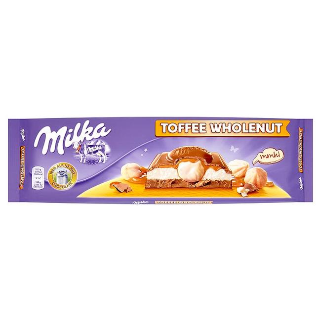 Milka Mmmax Mliečna čokoláda z alpského mlieka plnená mliečnou náplňou a karamelovou príchuťou 300 g - Klas