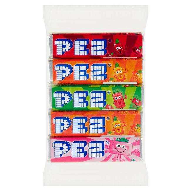 PEZ Štangličky ovocné komprimát s ovocnými príchuťami 4+1 ks 42,5 g - Klas