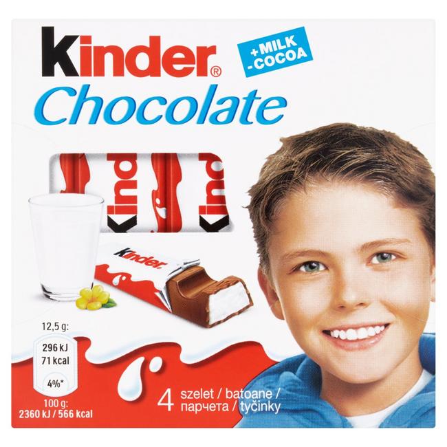 Kinder Chocolate tyčinky z mliečnej čokolády s mliečnou náplňou 4 x 12,5 g - Klas