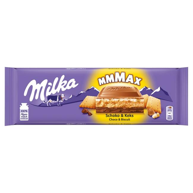 Milka Mmmax Choco & Biscuit sušienka s krémom v mliečnej čokoláde z alpského mlieka 300 g - Klas