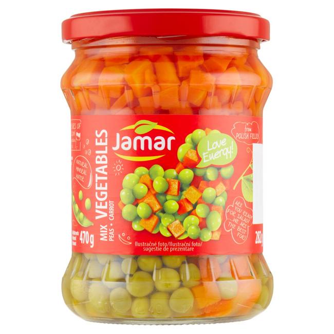 Jamar Zeleninová zmes hrášok s mrkvou v jemne slanom náleve 470 g /PP 282 g/ - Klas