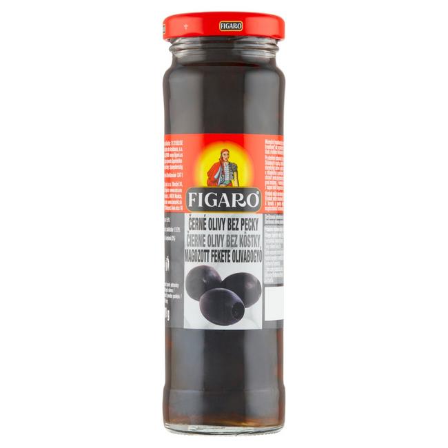 Figaro Čierne olivy bez kôstky v slanom náleve 142g pevný podiel 70g - Klas