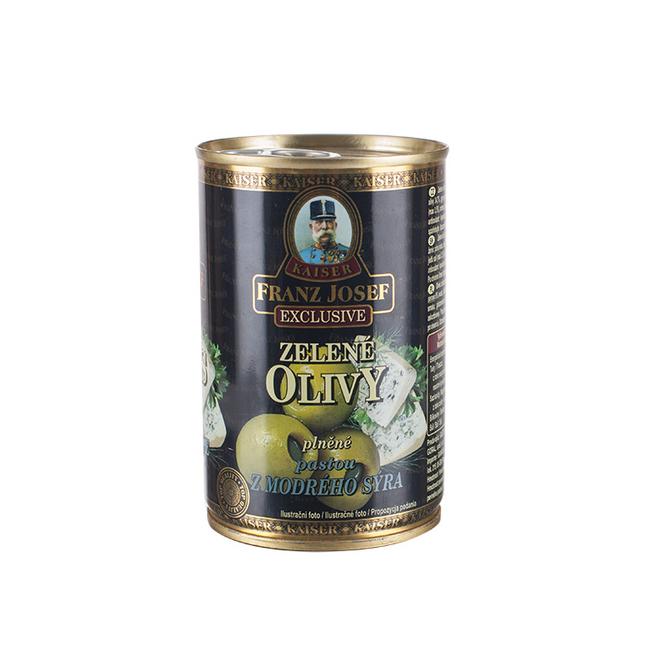 Franz Josef Exclusive Zelené olivy plnené pastou z modrého syra v slanom náleve 300 g - Klas