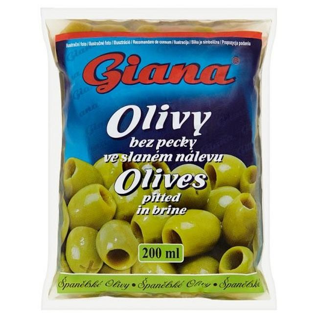 GIANA Olivy zelené bez kôstky v slanom náleve 195 g - Klas