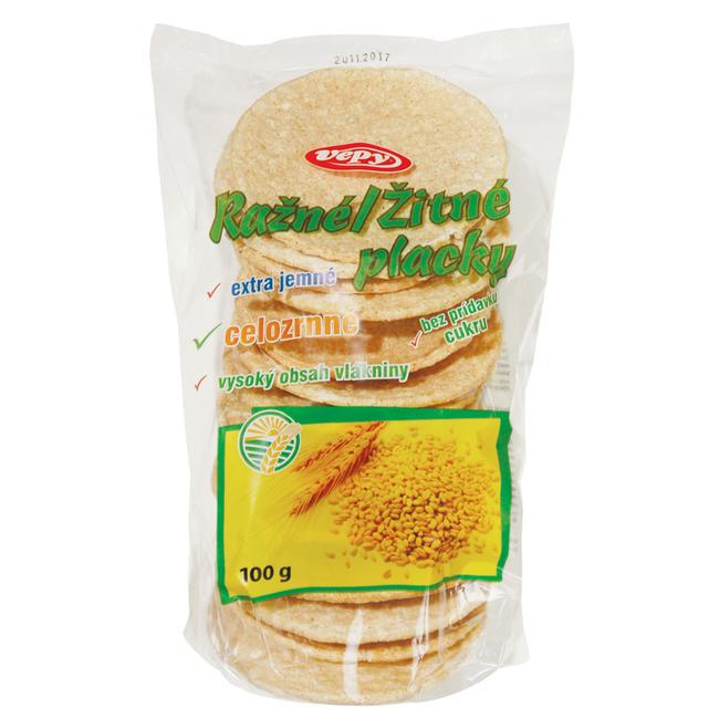 Vepy Ražné placky celozrnné 100 g - Klas