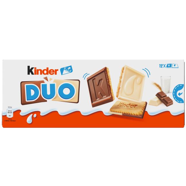 Kinder Duo sušienka poliata jemnou mliečnou čokoládou a bielou čokoládou 150 g - Klas