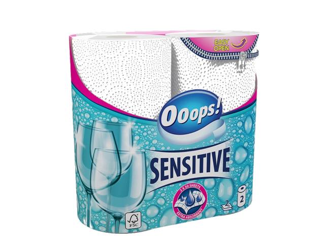 Ooops! Sensitive Kuchynské Utierky 2 ks 2vrstvové 50 útržkov - Klas