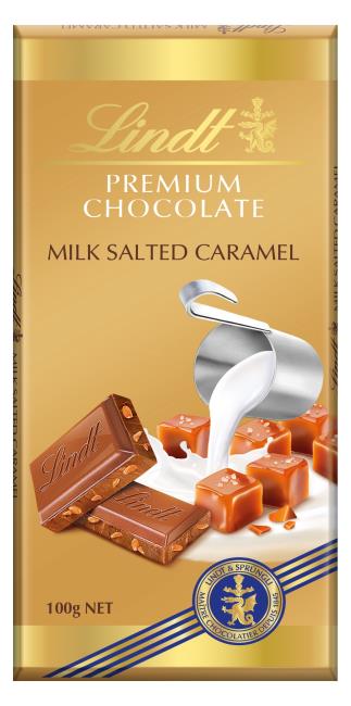 Lindt Gold Premium Chocolate mliečna čokoláda s karamelom a morskou soľou 100 g - Klas