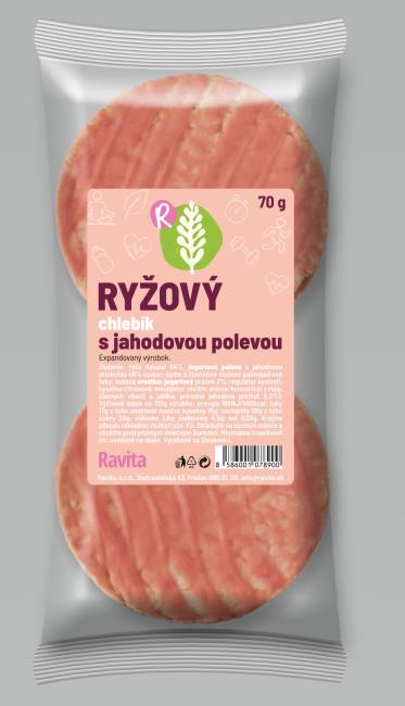 Ravita Chlebík ryžový s jahodou polevou 70 g - Klas