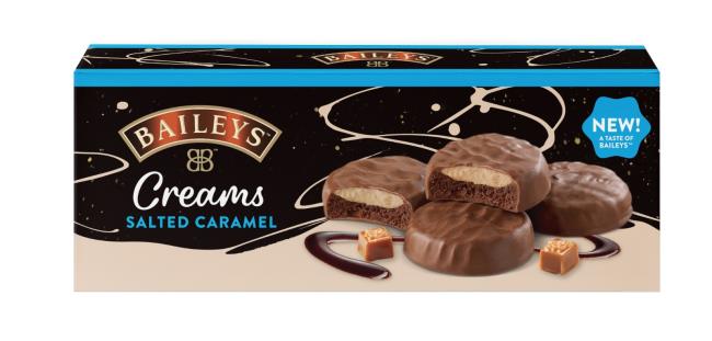 Baileys sušienky kakaové s likérom slaný karamel celomáčané v mliečnej čokoláde 128 g - Klas