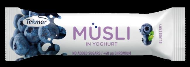 TEKMAR Tyčinka müsli bez cukru v jogurtu - čučoriedka 30 g - Klas